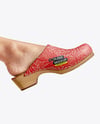 Pair of Clogs on Woman's Legs Mockup