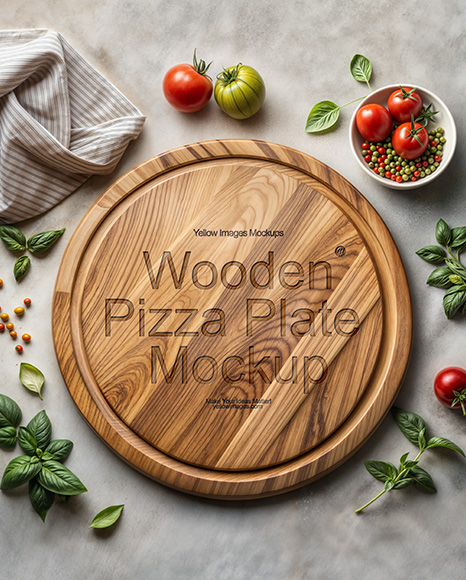 Pizza Wooden Plate Mockup - Mockup metal plate