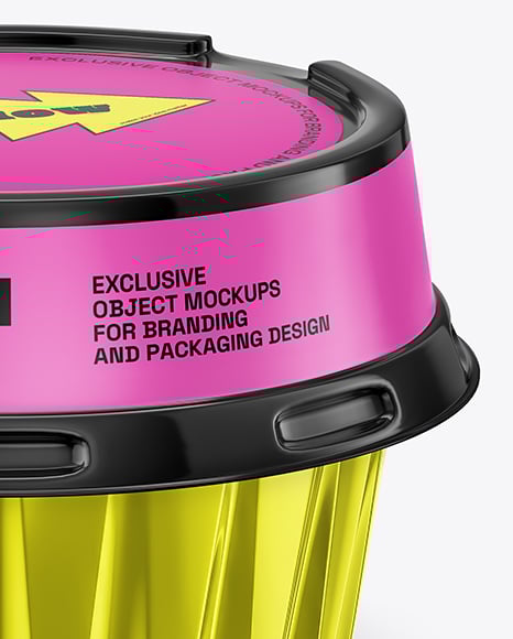 Aluminium Foil Cup with Glossy Plastic Cap Mockup