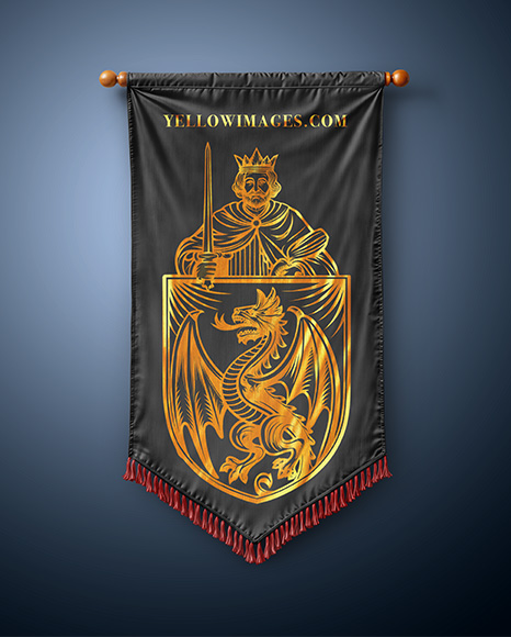 Vertical Flag With Wooden Pole Mockup