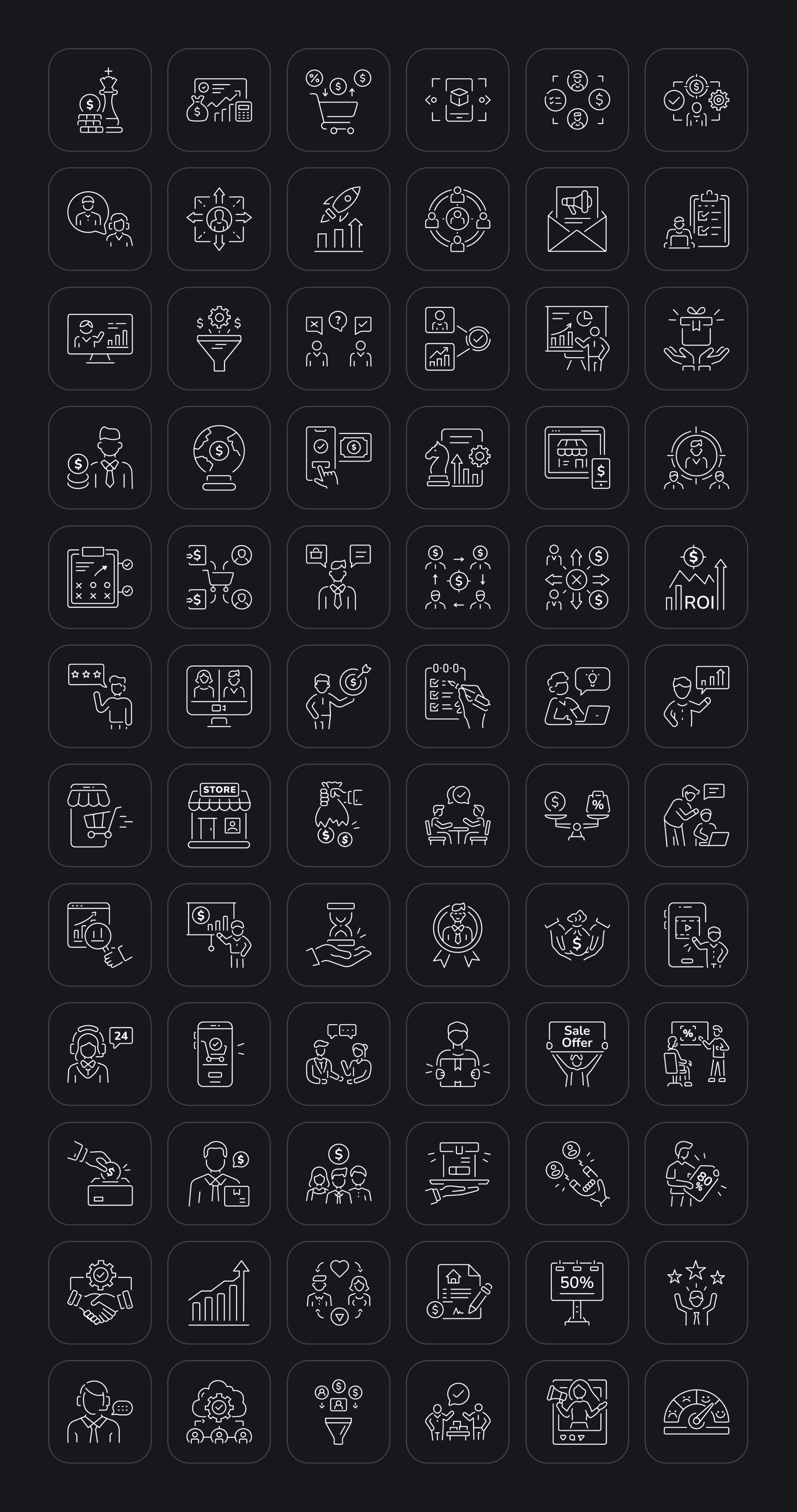 Sales Strategy Icons Set
