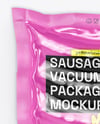 Glossy Plastic Flow-Pack with Sausages Mockup