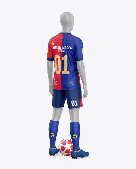 Full Soccer Kit w Mannequin Mockup - Back Half Side View - Suit mockup