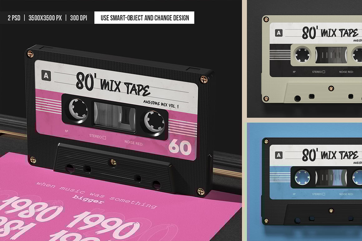 Retro Audio Cassette in a Frame Mockup