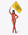 Woman Wearing Bodysuit with Flag Mockup
