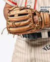 Man Wearing a Full Baseball Kit with Pitcher's Glove Mockup