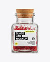 Square Glass Jar with Saffron Threads Mockup