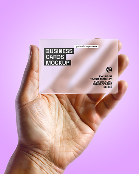 Semi-Transparent Business Card in a Hand Mockup