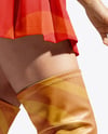 Pair of Over-The-Knee Boots on Women's Legs with Skirt Mockup