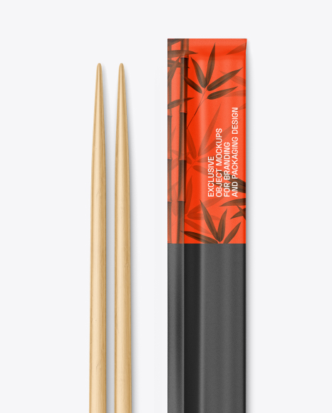 Bamboo Chopsticks with Paper Package Mockup