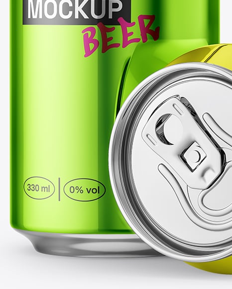 330ml Metallic Drink Can Mockup