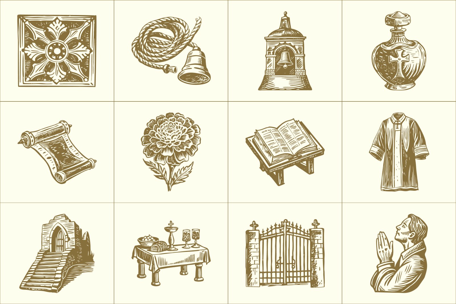 Vintage Church Illustration Set