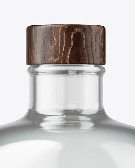 Dry Gin Bottle with Wooden Cap Mockup