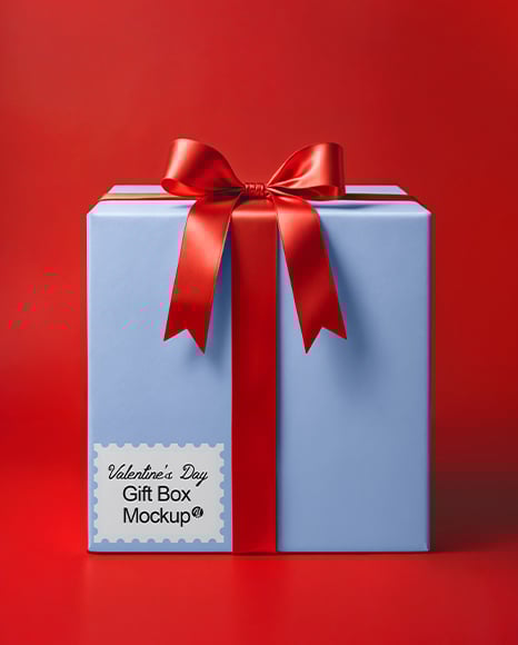 Gift Box on Red Background Mockup