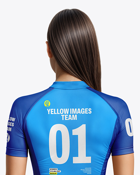 Young Woman Wearing Raglan Cycling Suit Mockup