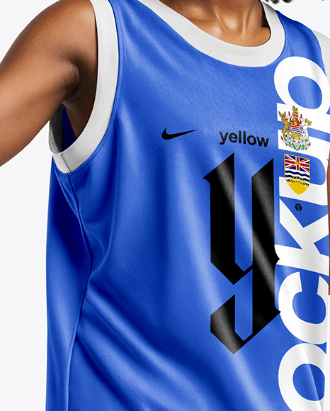 Female Basketball Player Wearing Jersey and Shorts Mockup