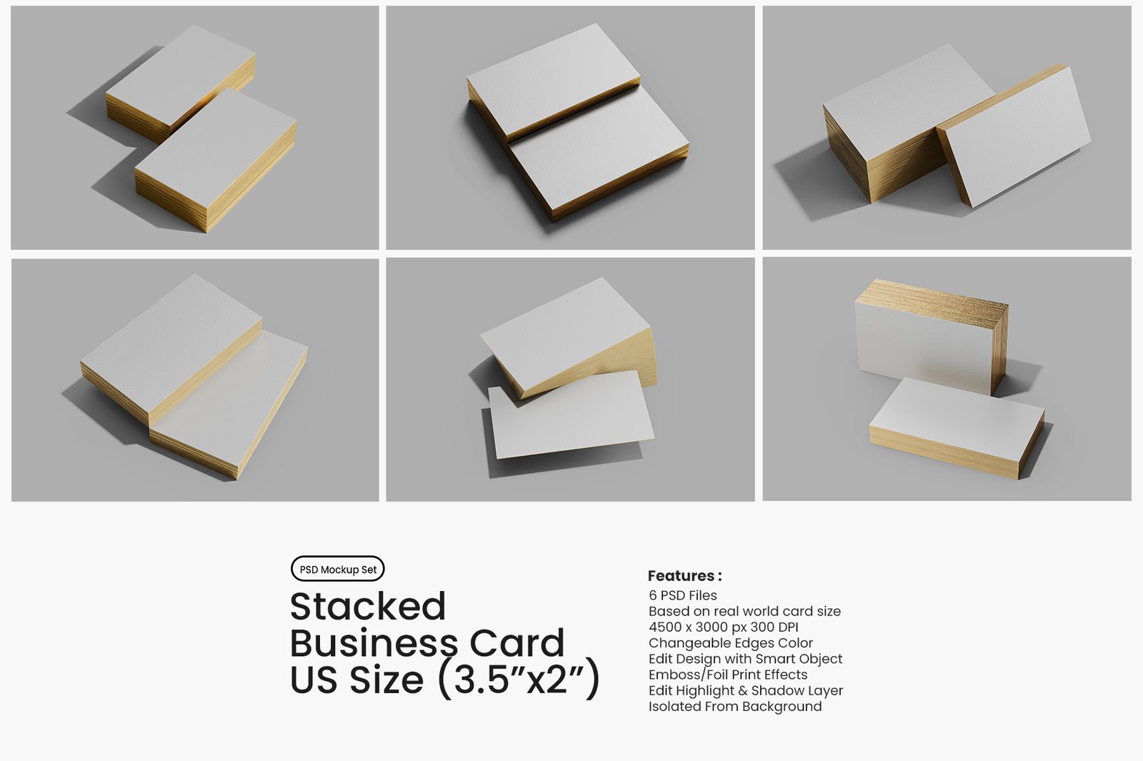 Stacked Business Card Mockup Set (US Size)
