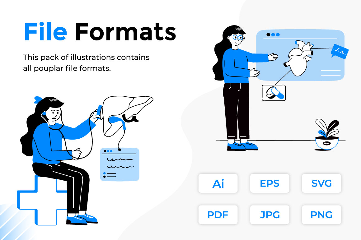 Medical &amp; Healthcare Flat Illustration Set