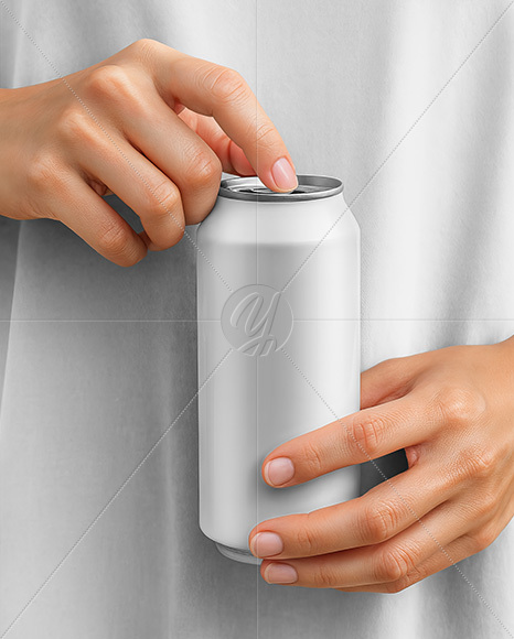 Drink Can in Hands Mockup