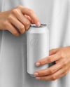 Drink Can in Hands Mockup