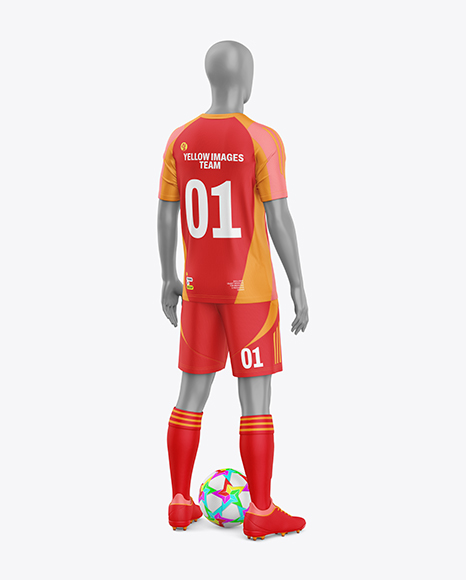 Training Short Sleeve Full Soccer Kit Mockup – Back Half Side View