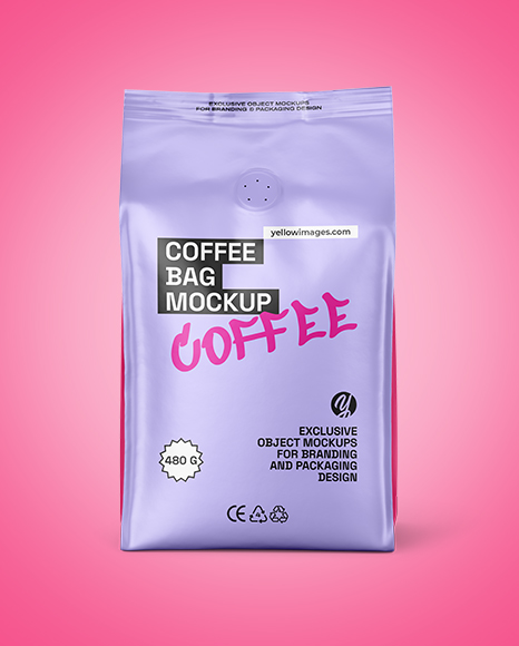 Matte Coffee Bag with Valve Mockup