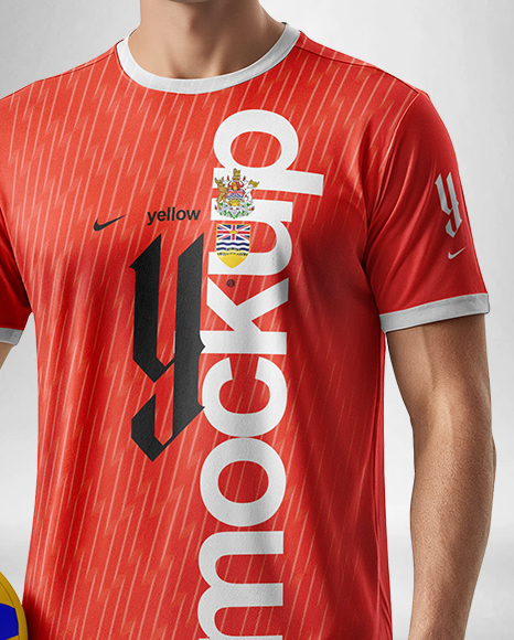 Man Wearing Full Volleyball Kit with Ball Mockup