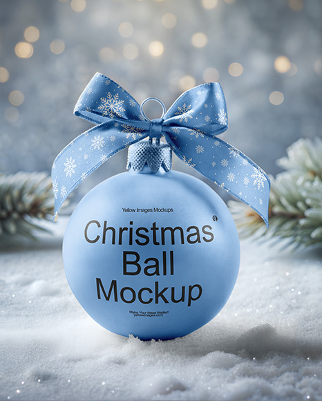 Matte Christmas Ball with Bow Mockup - Christmas mockup