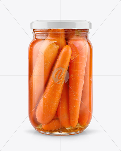Glass Jar with Pickled Carrots Mockup