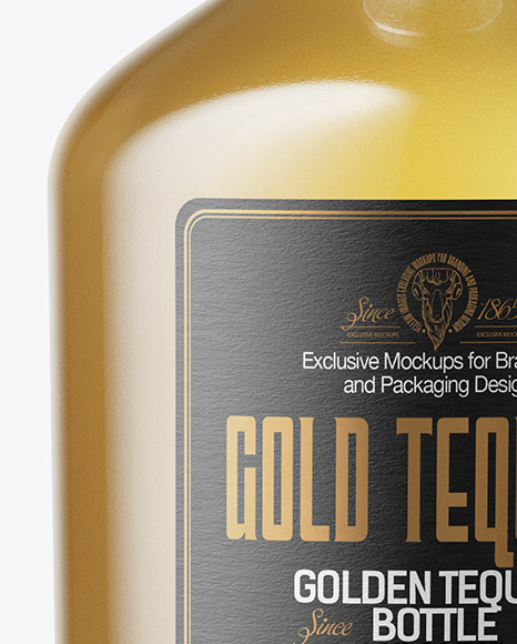 Golden Tequila Bottle Mockup