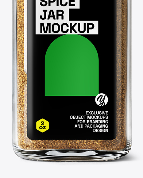 Square Glass Jar with Ground Cumin Mockup