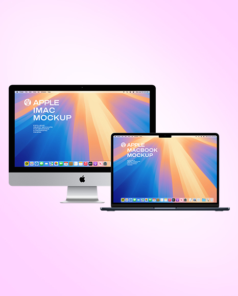 Apple IMac with Macbook Mockup