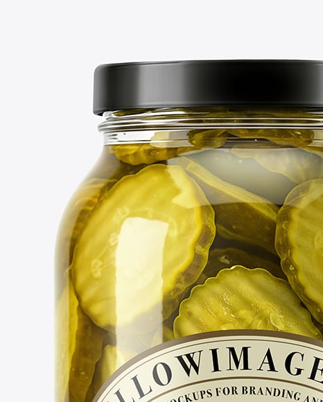 Clear Glass Jar with Bread & Butter Crinkle Cut Pickles Mockup
