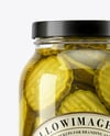 Clear Glass Jar with Bread & Butter Crinkle Cut Pickles Mockup