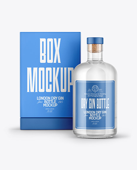 Gin Bottle with Box Mockup
