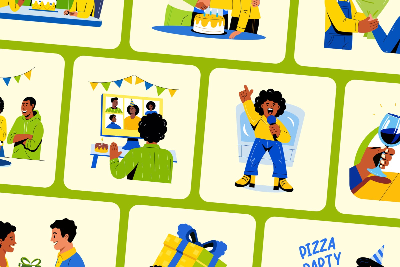 Happy Birthday Illustration Set