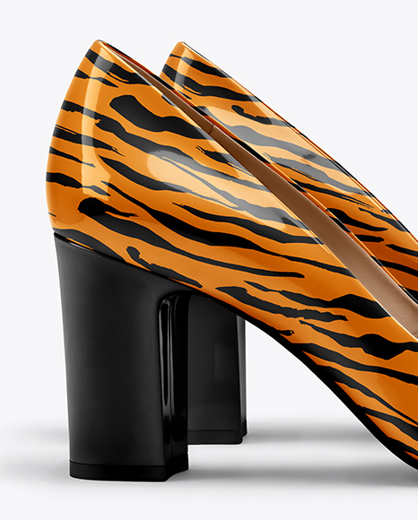 Pair of Block Heel Pumps Mockup