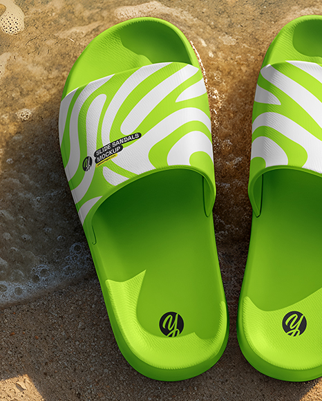Slide Sandals on the Beach Mockup