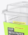 Clear Plastic Cup with Paper Holder Mockup