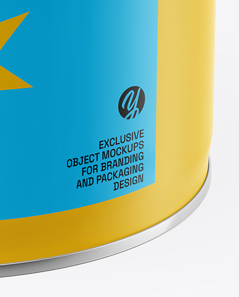 Matte Tin Can w Metallic Handle Mockup