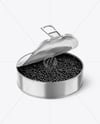 Opened Tin Can w/ Black Caviar Mockup