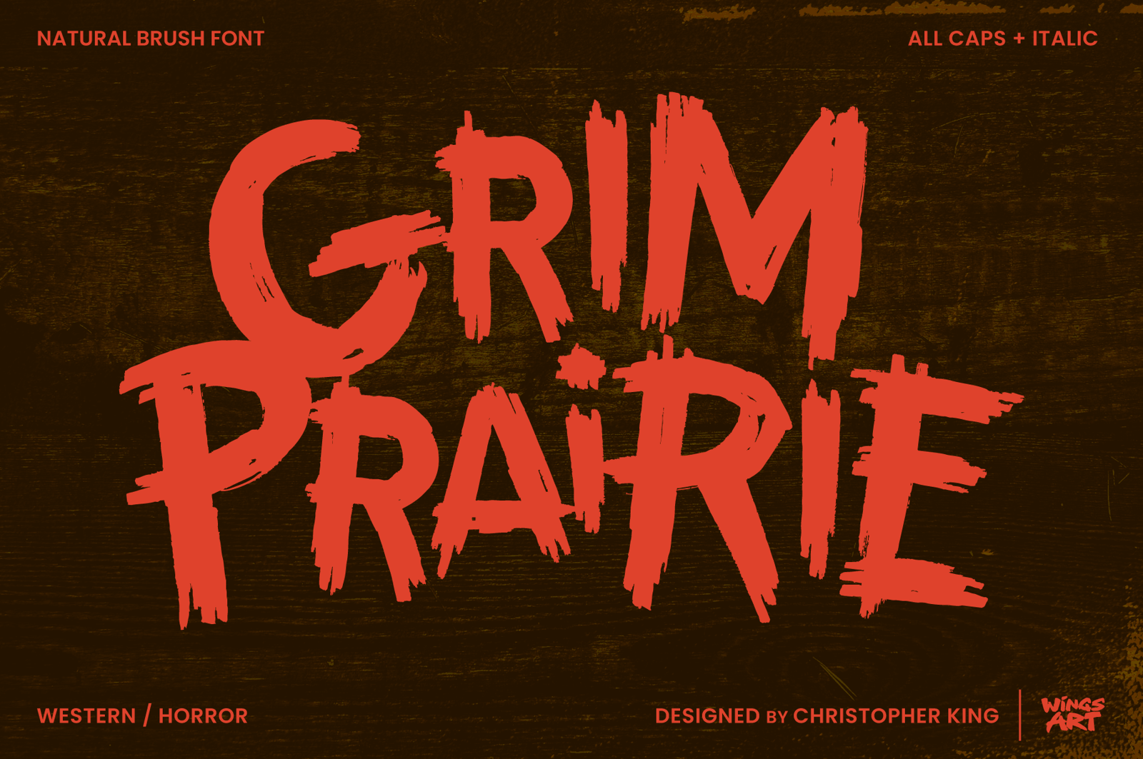 Grim Prairie: A Hand-Drawn Western Horror Brush Font