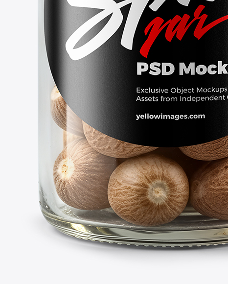 Glass Jar with Whole Nutmeg Mockup