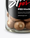 Glass Jar with Whole Nutmeg Mockup