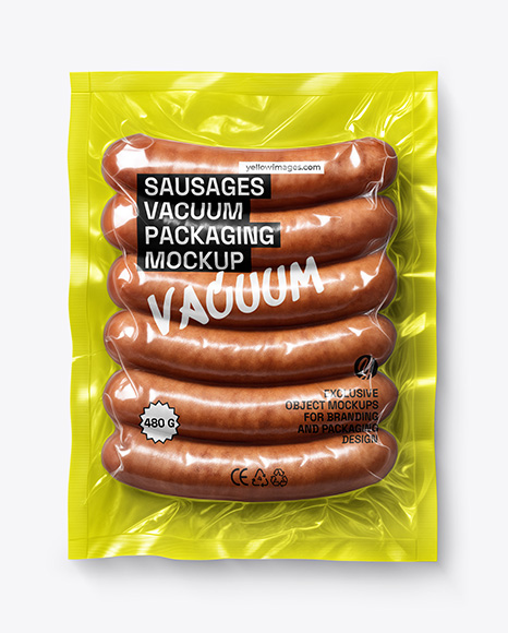 Clear Plastic Flow-Pack with Sausages Mockup