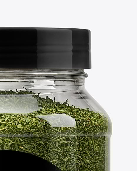Plastic Jar with Dill Weed Spice Mockup