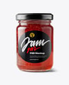 Glass Jar with Strawberry Jam Mockup