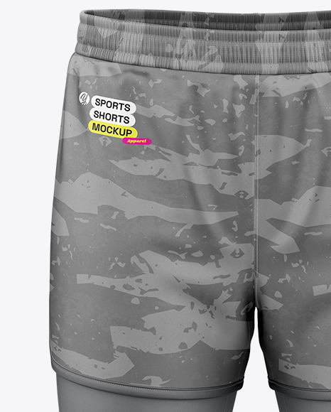 Men's Double-Layer Shorts Mockup - Front View