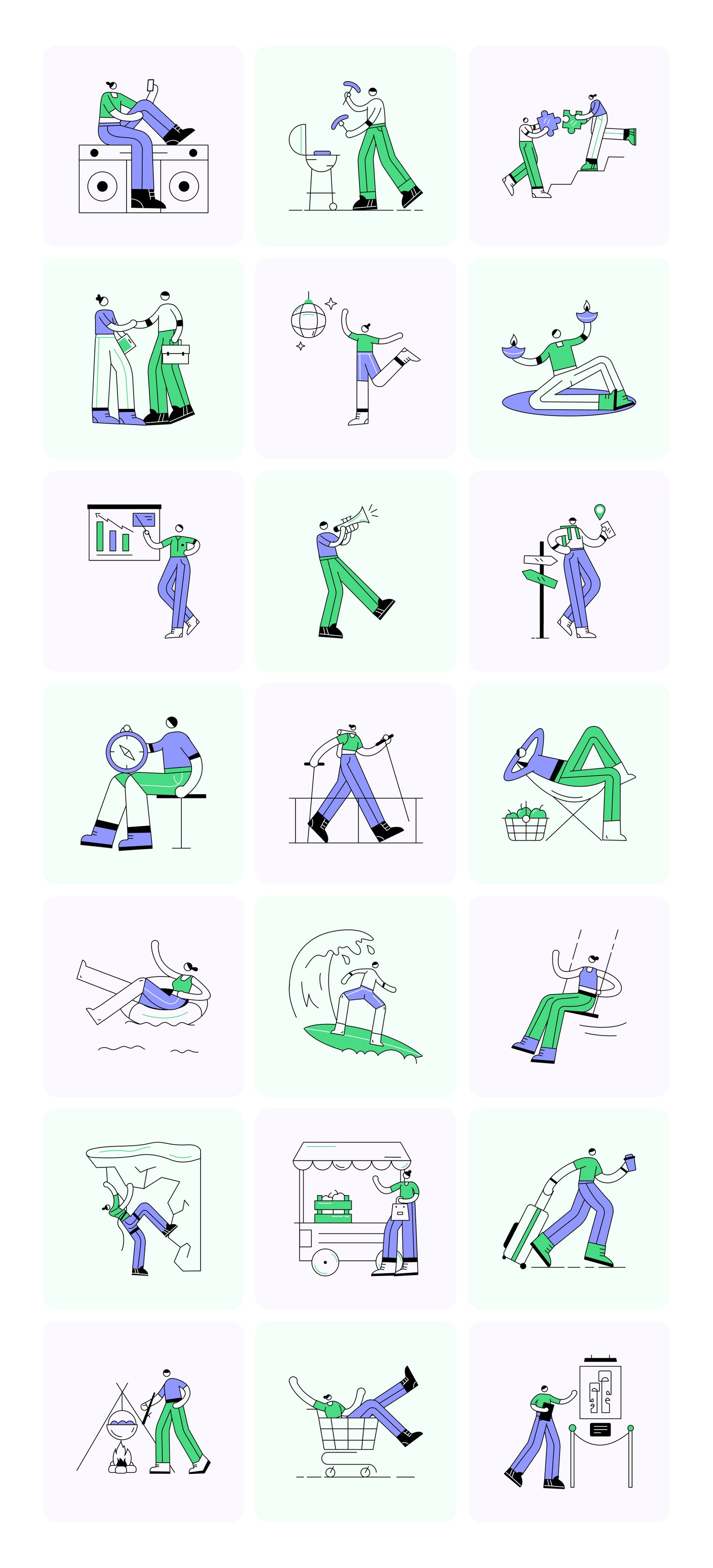 People and Places Illustration Set