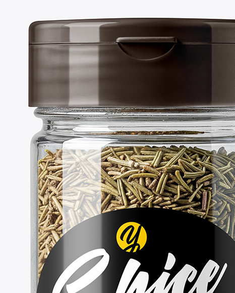 Plastic Spice Jar with Rosemary Mockup